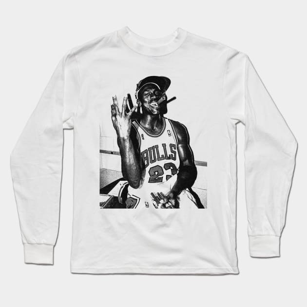 Michael Jordan drawing Long Sleeve T-Shirt by SYNDICATE WORLD